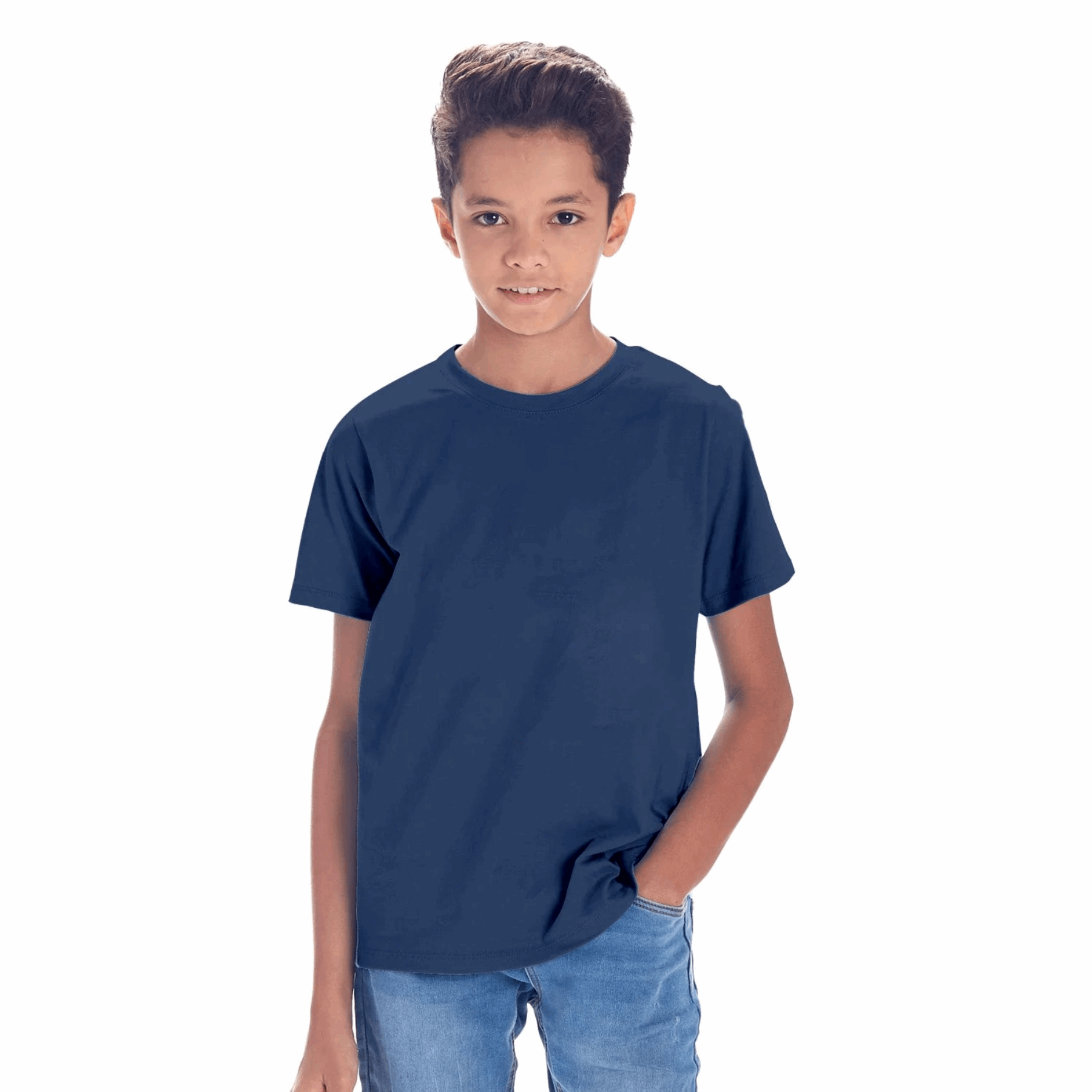 Navy Blue Plain Boy's Tees