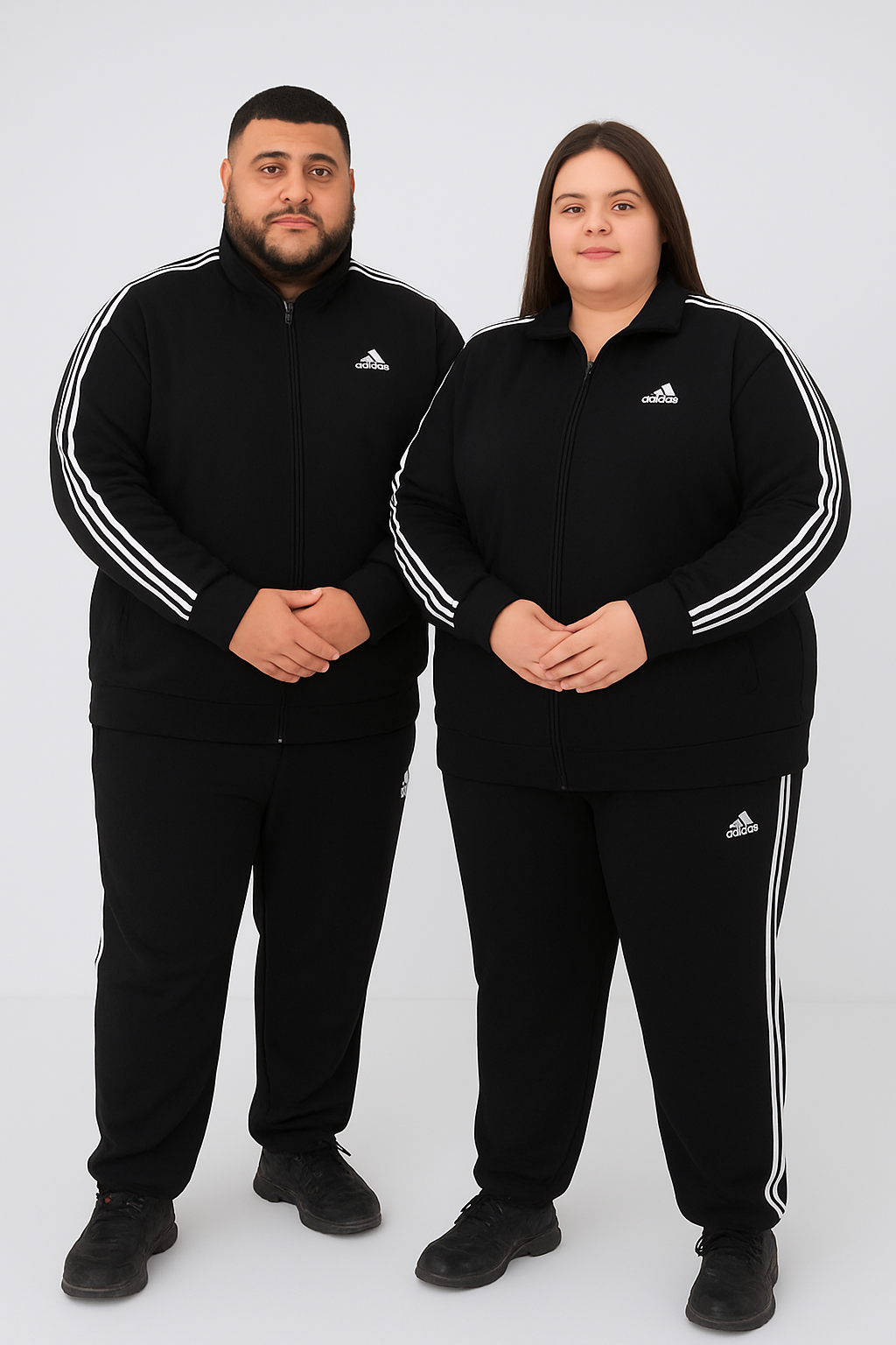 Black Plus Size Couple Tracksuit – Style, Comfort & Perfect Fit Together