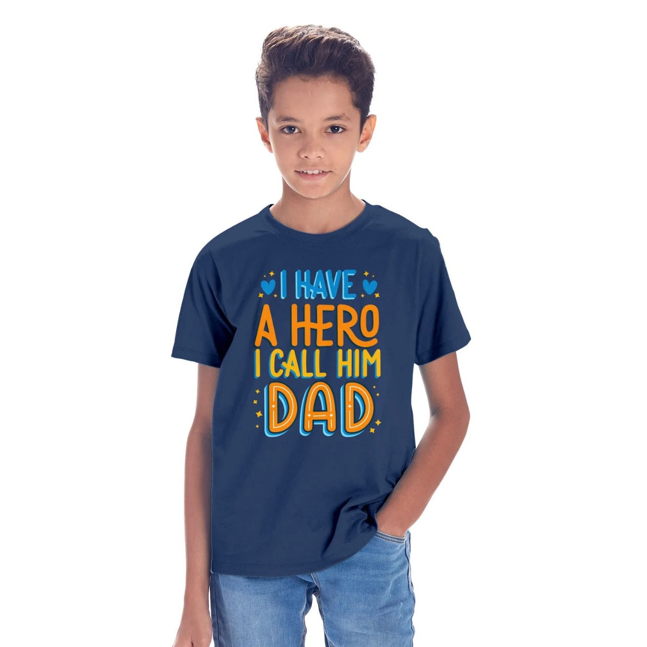 Navy Blue Printed Boy's Tees