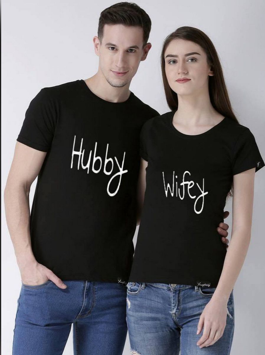 Printed Black Couple Tees